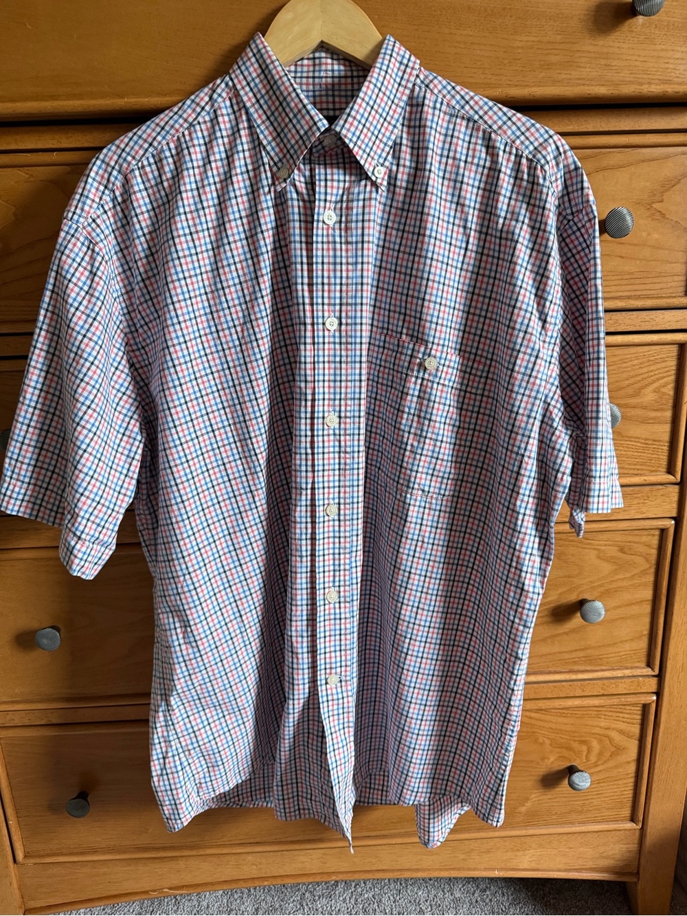 Brooks Brothers Golf Short Sleeve Shirt Mens L Button Down 100% Cotton Preppy